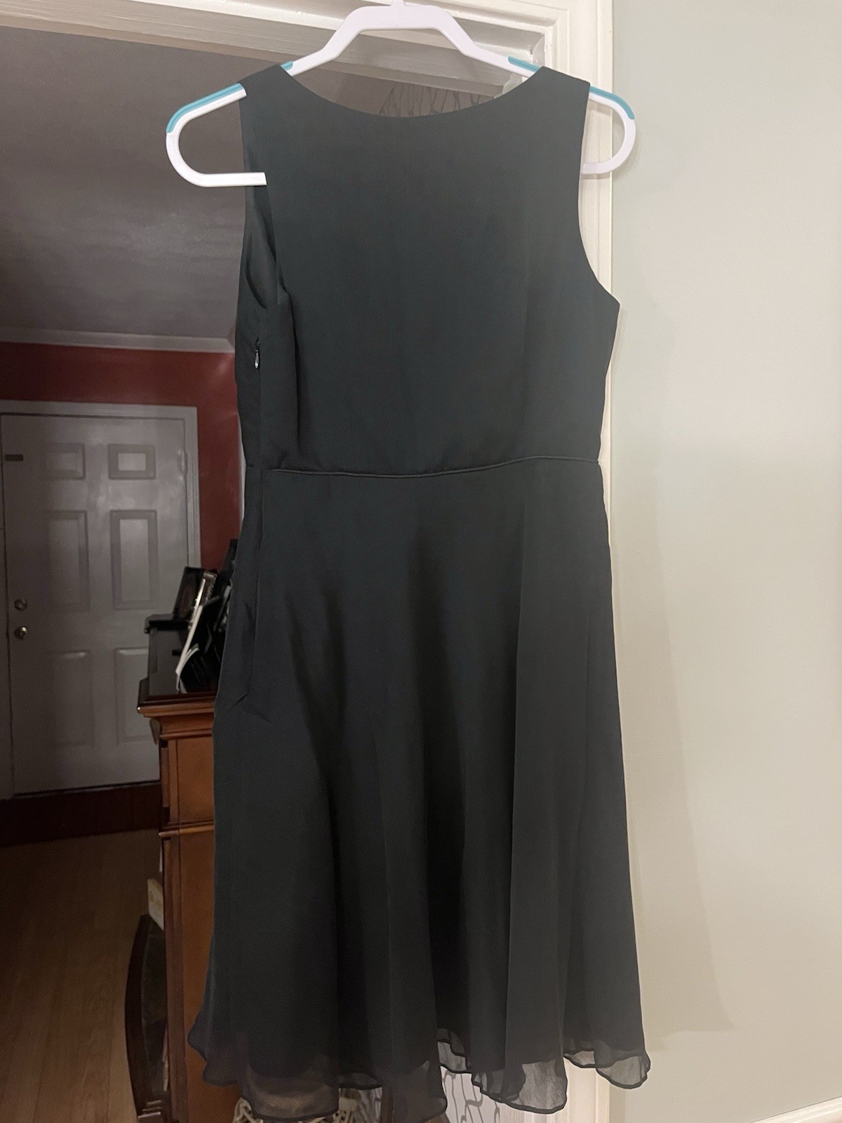 J Crew Dress 100% Silk Black Crepe Chiffon Layere… - image 4