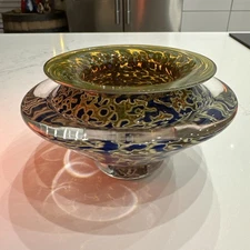 Gartner Blade 038 Ikebana Glass Flower Arranging Bowl Blue/Gold