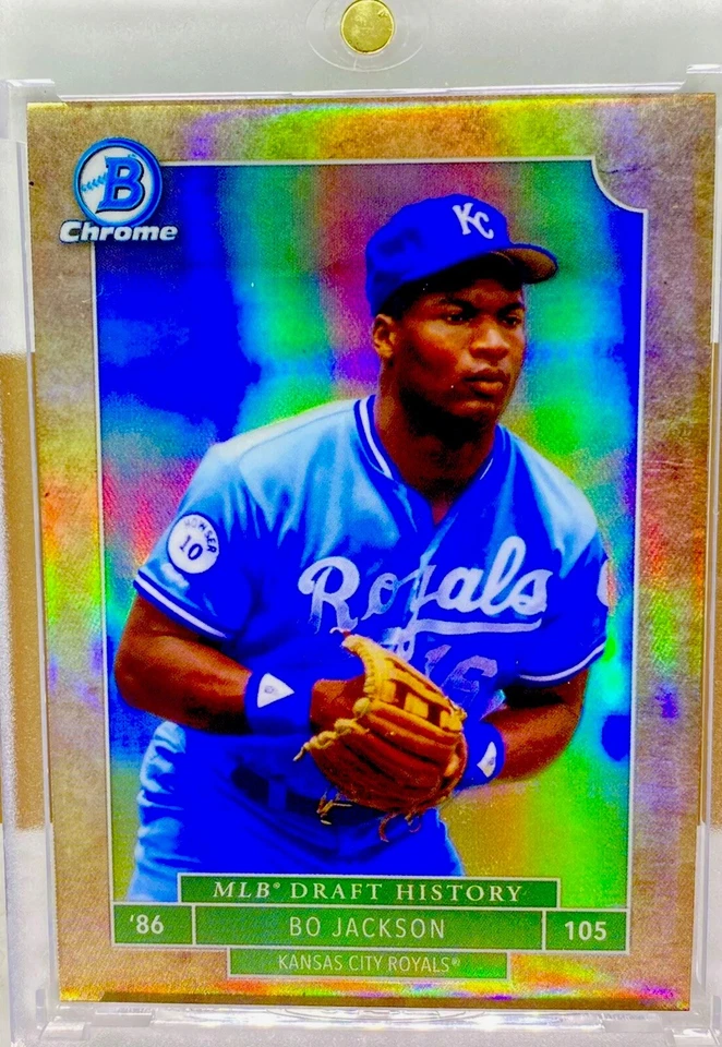 Tarjeta de inversión refractor Bowman Bo Jackson RARA SSP TOPPS REALEZA DE LA CIUDAD DE KANSAS Foto 2 de 4