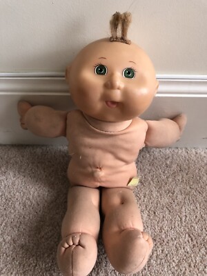 Vintage Cabbage Patch Kinder Puppe Mattel 1991 Haarbüschel grüne Augen 13 Zoll