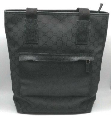Auth GUCCI GG Marmont Tote Bag Handbag 180450 Leather Canvas Black