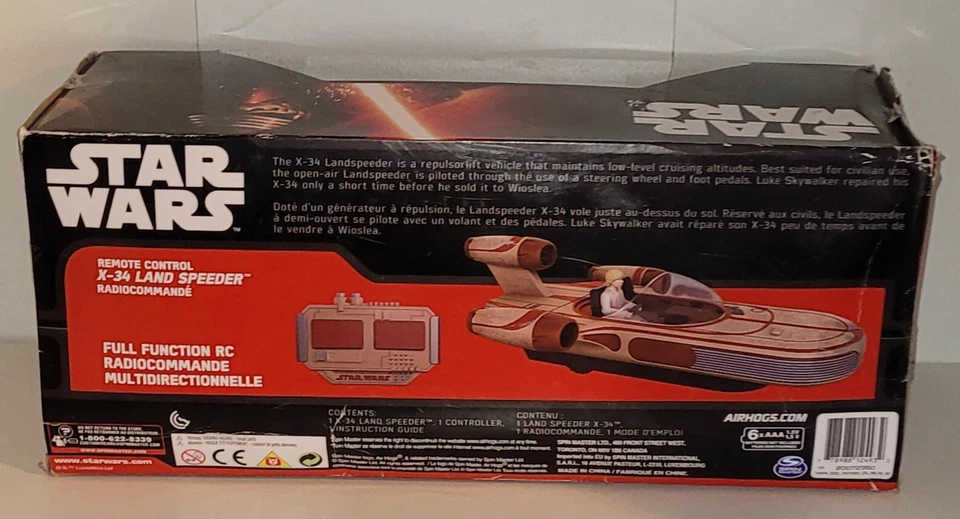 Star Wars Air Hogs Remote Control X-34 LandSpeeder R/C Lights w/Luke - Image 3 of 4