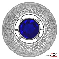Crystal blue Stone Fly Plaid Brooch Silver Scottish Men Tartan Kilt Sach Brooch