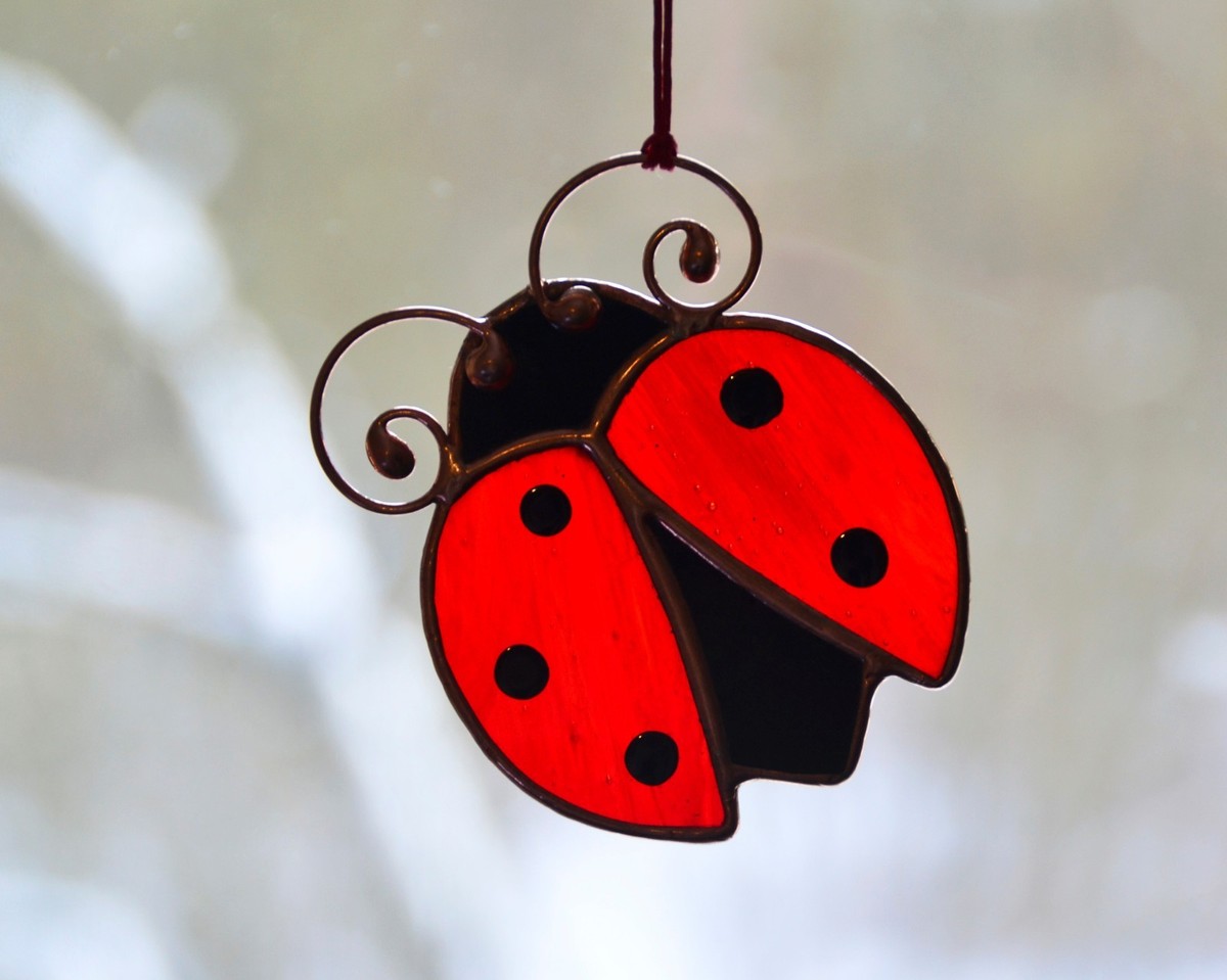 Attrape-soleil Coccinelle Gift Essentials - Décoration En Verre Teinté Avec Ventouse, Fait Main, Pour Fenêtre, Chambre, Salon, Idée Cadeau Déco