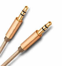 Golden 3.5mm Male to Male Aux Cable Cord Car Audio Headphone Jack PC Stereo