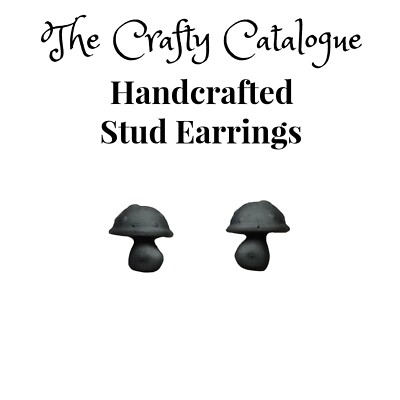 Simple Black Mushroom Stud Pair Unisex/Men's/Woman's Earrings (3 Variations)
