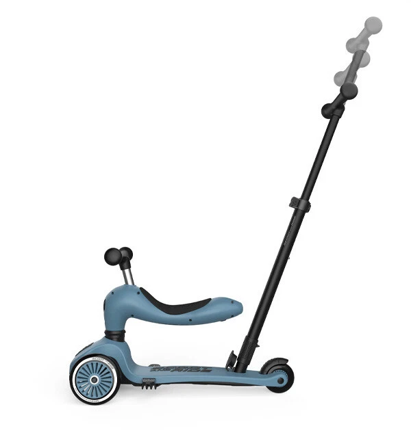 Scoot and Ride Highwaykick 1 Push and Go steel blau Roller mit Sitz + Stange NEU - Bild 4 von 4