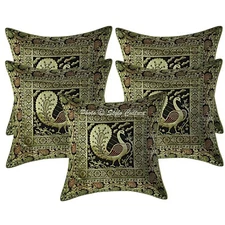 Pillow Cover Peacock Brocade Jacquard Decor Car Sofa Cushion Case 16 x 16 in