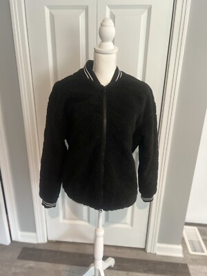 NWT ELIZABETH AND JAMES Black Faux Shearling Quilted Jacket Size L MSRP $345