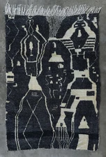 Unique vintage Beni Ourain Moroccan 8' x 5'4" hand knotted boujaad rug