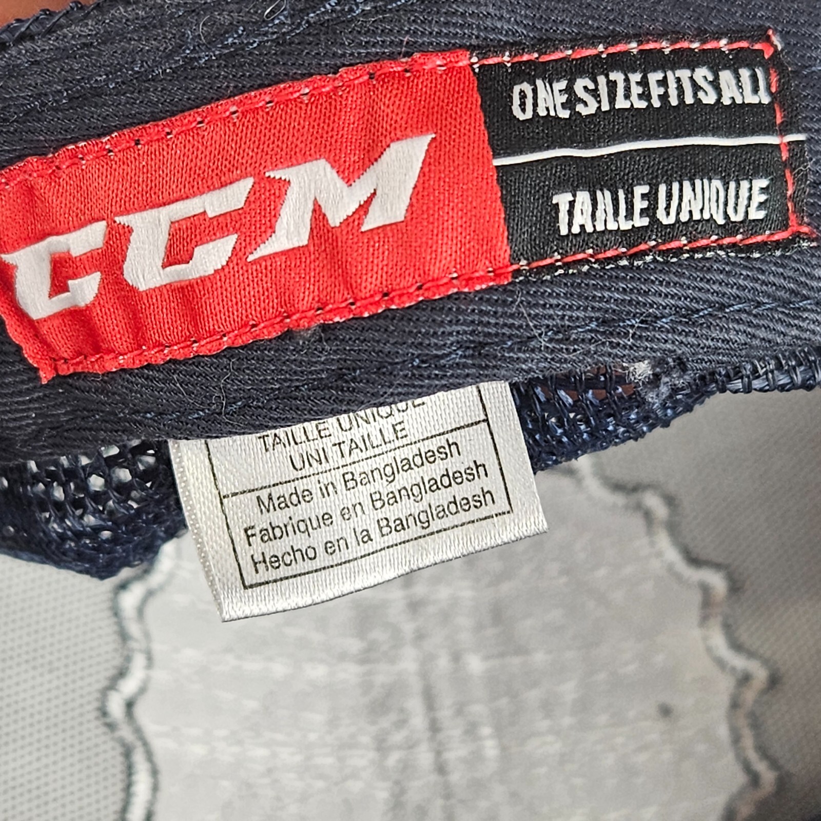 CCM Hat Snapback Baseball Cap Navy Blue Hockey Mesh Back Trucker Adjustable