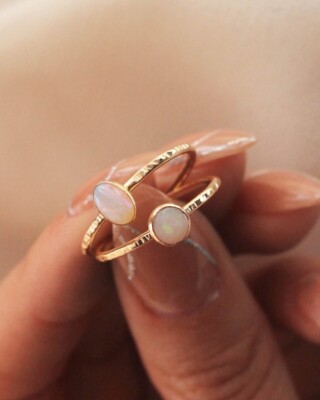 Simulated Oval Cut Opal Women Solitaire Engagement Ring In Pure 10K Rose  Gold