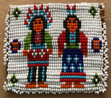 Vintage MICRO GLASS BEADED / LEATHER Change Coin Purse NATIVE AMERICAN INDIAN
