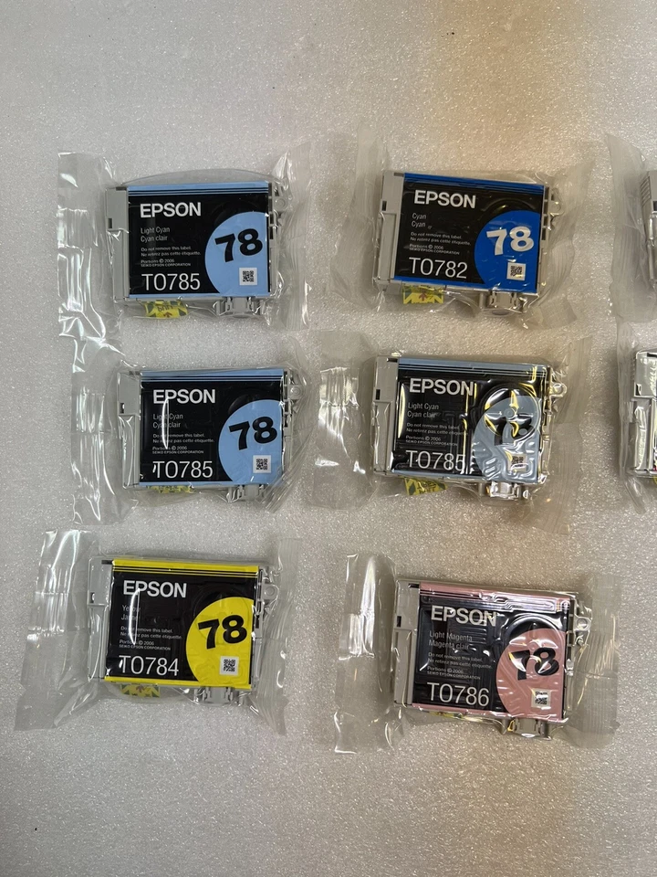 Lot of 8 Genuine Epson 78 Ink Cartridges T0782 T0786 T0783 T0784 T0785 12/2022 - Image 3 of 4
