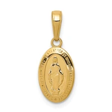 10k Yellow Gold Miraculous Medal Charm Pendant Gift for Mother