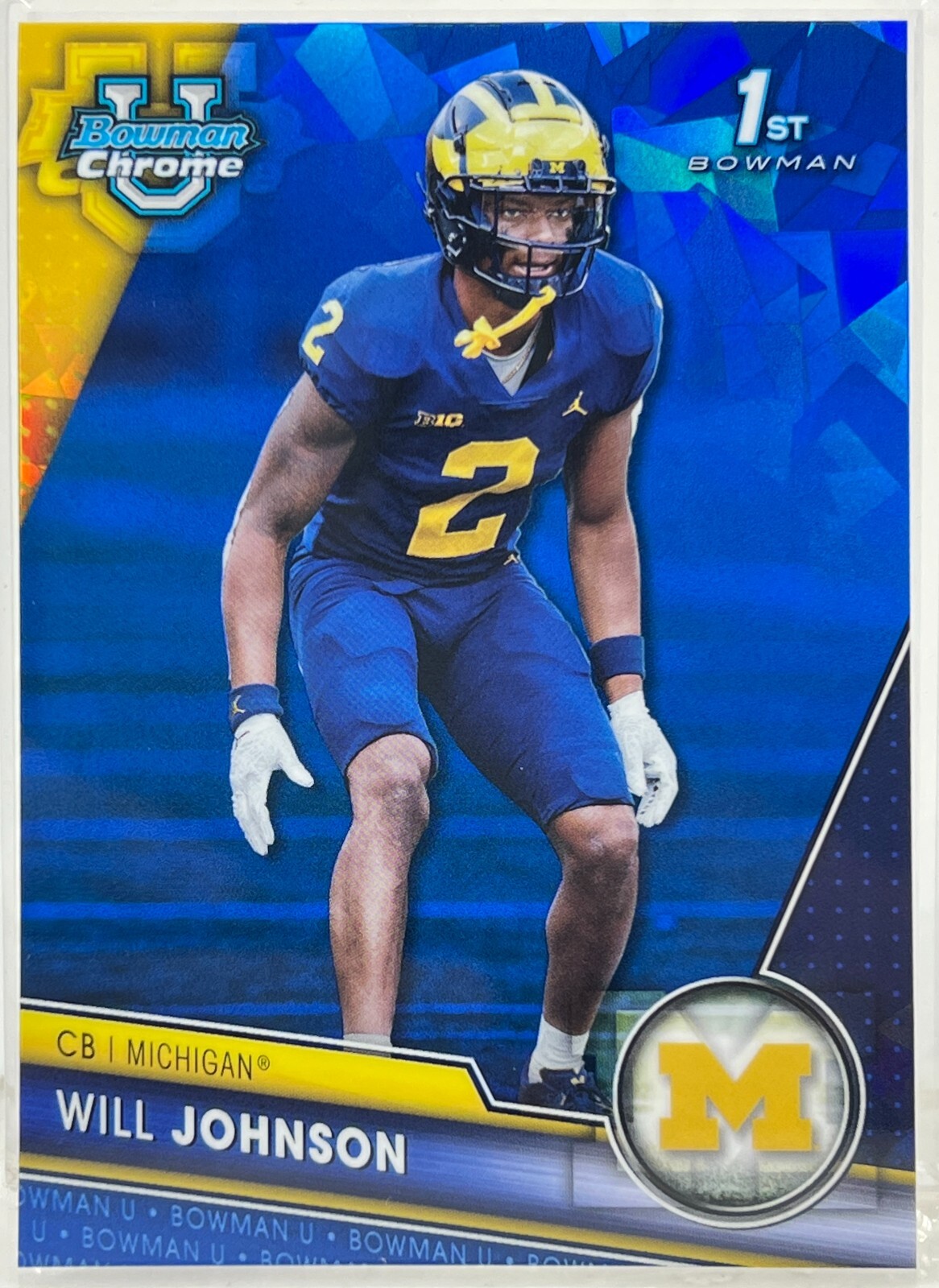 Will Johnson 2023 Bowman Chrome U Sapphire #182 Michigan Wolverines 1st