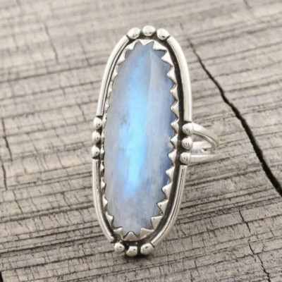 Astonishing Rainbow Moonstone Gemstone 925 Sterling Silver Ring All Size R-151