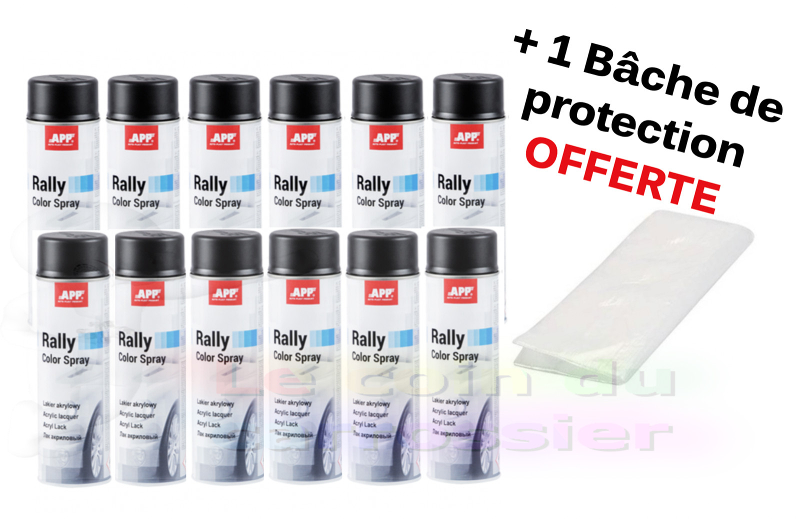 Bombe de peinture noir mat PE100 pour masquer les rayures de carrosserie auto 500ml