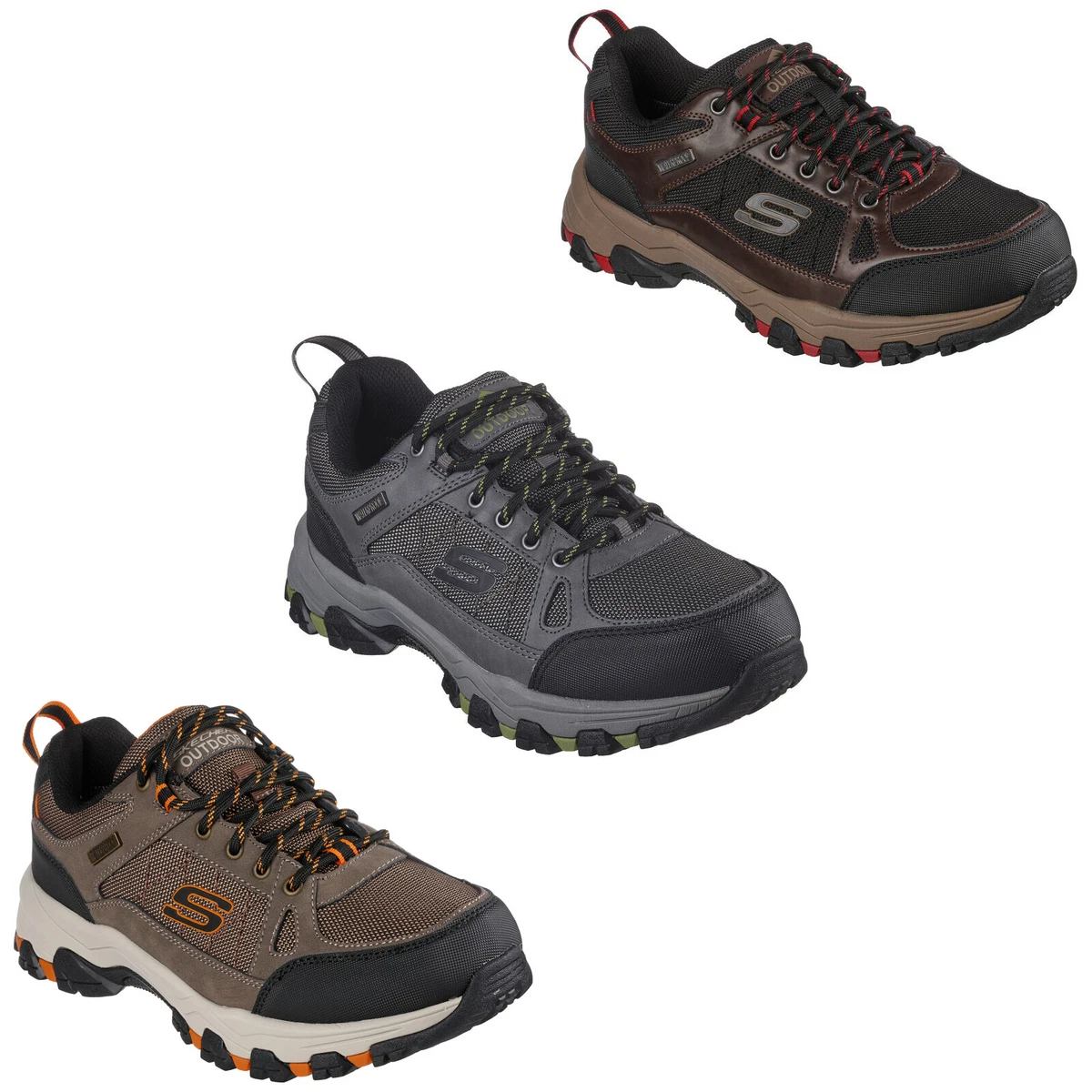 Mens Skechers Trail Trainers Relaxed Fit Waterproof Leather Memory Foam Shoes