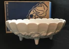 Vintage Indiana Glass Fruit & Leaf Pattern Milk Glass Oval Center Bowl, IOB