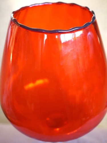 Vintage Mid Century Large RED / ORANGE Balloon Goblet – Flower Vase - Picture 5 of 9