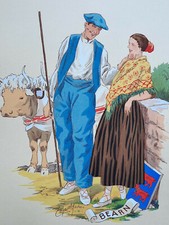 BEARN Costumes GRAVURE Naudy Pyrenees XX°