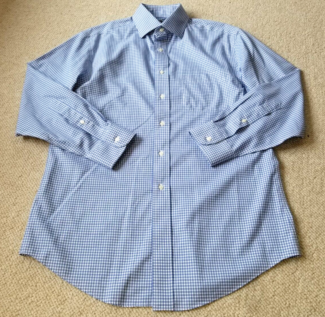 三六九 Mens Shirt-JOS. A. BANK-blue/wh check cotton 