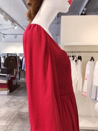 Mikael Aghal Shirred Crepe De Chine Gown In Crimson US4 NWT - Picture 5 of 9