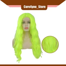 Item of 1 Women 24" Lace Front Wigs Long Fluffy Curly Wavy Fluorescent Green