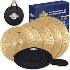 Low Volume Cymbal Pack with Drum Silencer Pads, 12Pcs, Cymbals Set - 14"/16"/18"