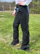 Western Cowboy Chap Fringes Suede Leather Pant Riding Chaps