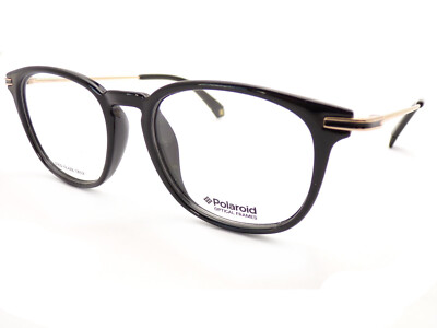 Polaroid Brillenfassung Glänzend Schwarz Gold Oval 50Mm RX Brille PLD D363 2M2