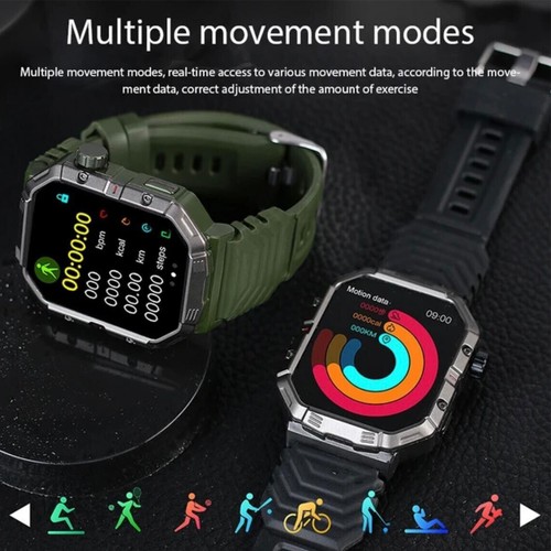 Military Rugged Smart Watch Outdoor Sports Heart Rate Fitness Tracker 2024 Gift - Picture 6 of 17