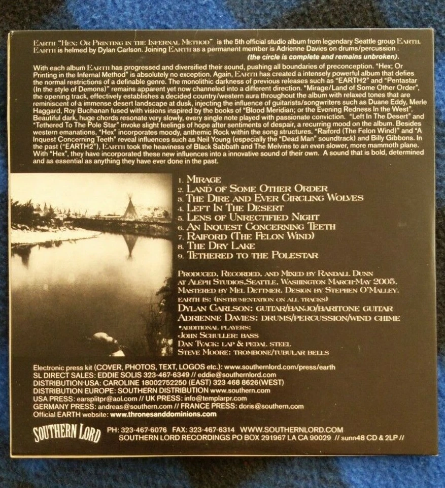 Earth -Hex Printing the infernal method PROMO CD RARE fans of OM sleep sunn o))) Foto 2 de 2
