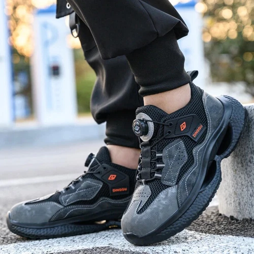 Herren Drehknöpfe Sicherheitsschuhe Stahlkappe Pannensicher Turnschuhe Schutz - Bild 6 von 23