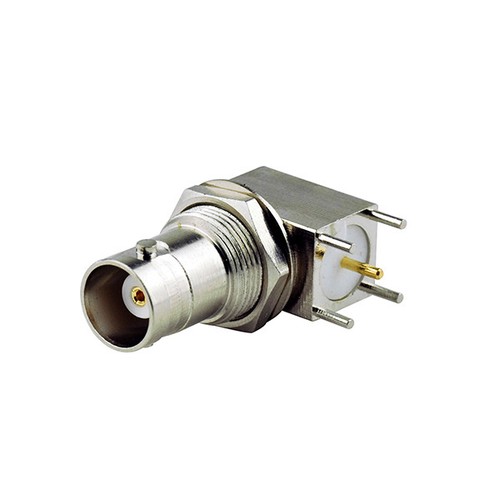 2-Pack BNC Female Right Angle Socket Thru Hole PCB Solder Coaxial Connector - Picture 2 of 4