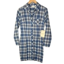 Moda INTL ladies flannel dress cotton blue and white size 6 made in USA