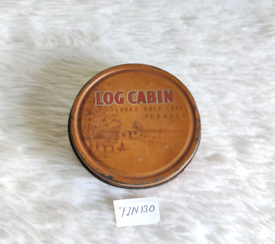 Vintage WD HO Wills Log Cabin Flaked Gold Leaf Tobacco Advertising Tin  TIN130
