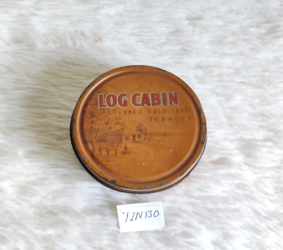 wd & ho wills tobacco tins Vintage WD HO Wills Log Cabin Flaked Gold Leaf Tobacco Advertising Tin  TIN130