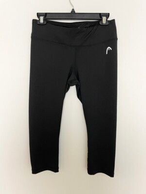 Head Womens Athletic Capri Yoga Pants Size M Black Pink Mid Rise Front Pocket