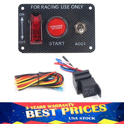 Universal Ignition Engine Start Push Starter Button Panel Toggle Switch 3-stage