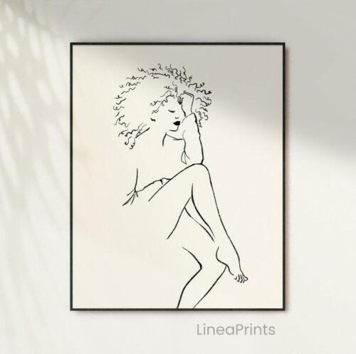 Big Curly hair print | Black woman art, Minimal Female Figure, Natural  curls art | eBay