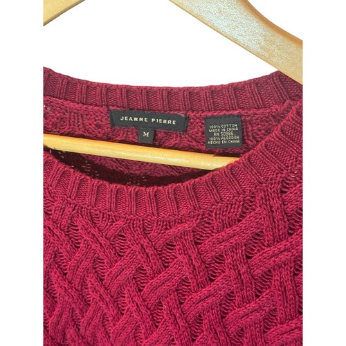 Jeanne Pierre Women's Red Cable Knit Long Sleeve Pullover Sweater - Picture 5 of 5