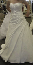 David's Bridal Strapless Ivory A-Line Wedding Dress 16 Beaded Ruched Zip