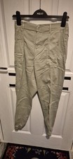 Peacocks Size 10 Khaki Green Cotton Cuffed Trousers 125/260/v