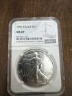 1991 American Silver Eagle $1 Dollar - NGC MS69 Certified