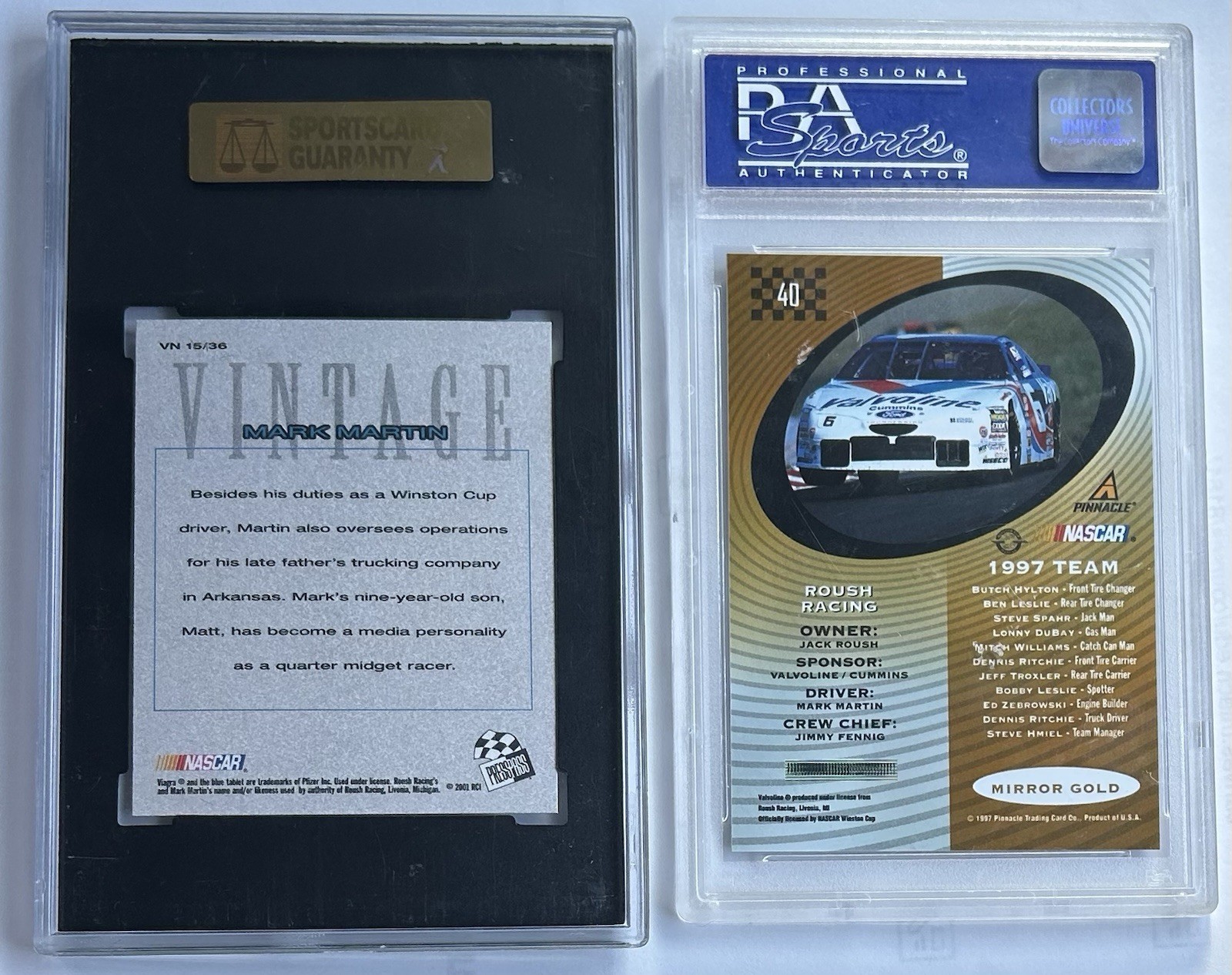 Mark Martin NASCAR PSA & SGC GRADED CARD SLAB LOT of 2 view 2