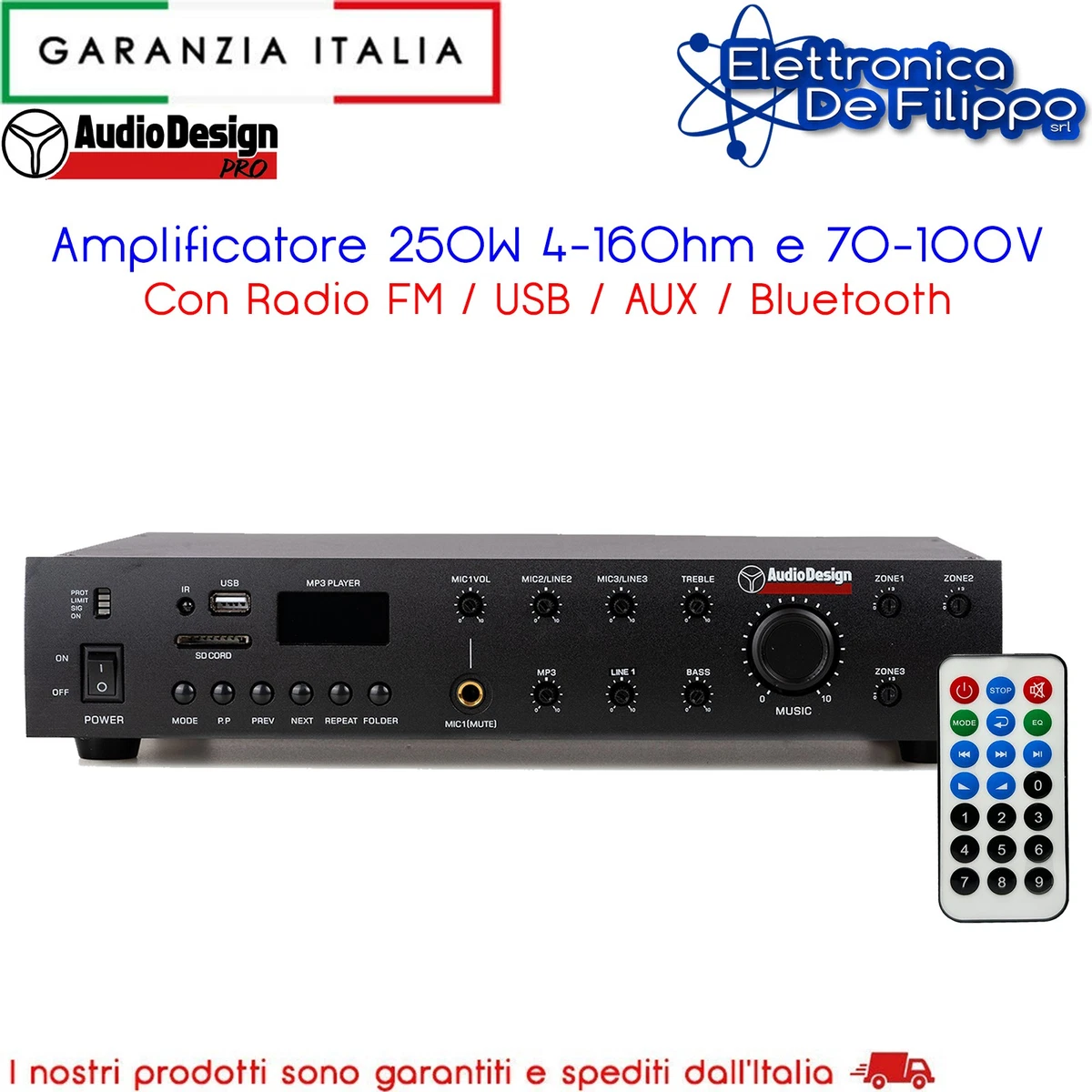 Amplificatore HiFi 600W 5 Canali – Stereo Digitale Con Bluetooth, FM/AM, Ingressi Microfono E Telecomando