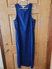 VTG Casual Corner Annex Brushed Cotton Navy Jumper Dress Modest Sz 6 Long NWT