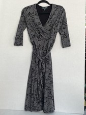 Lauren Ralph Lauren Fit and Flare Midi Dress Gray Floral Women's 2p
